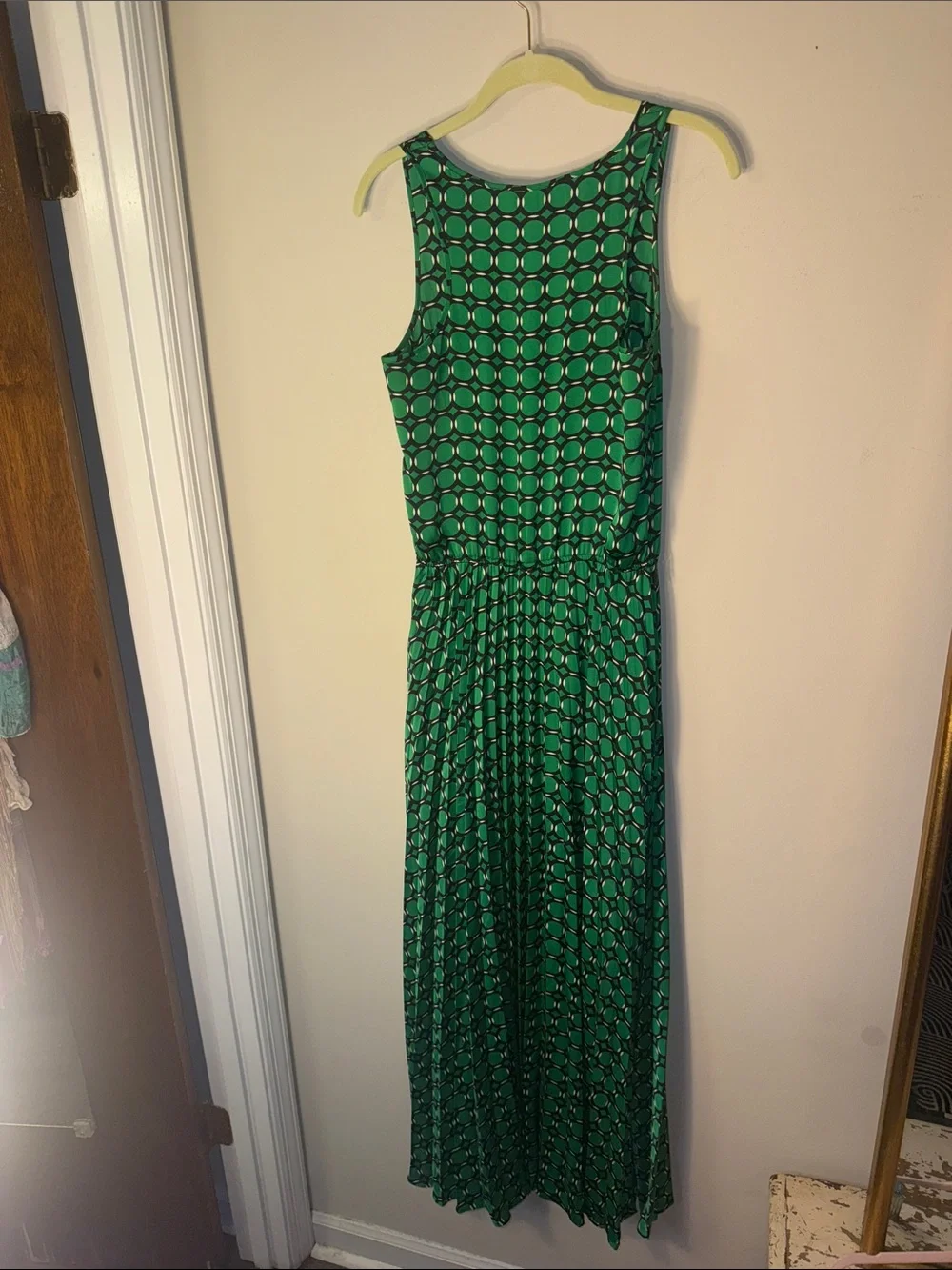 Michael Kors Green & Black Geometric Midi Dress